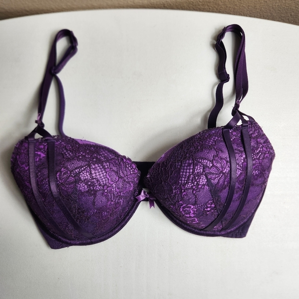 Adore Me Womens |32DD| Plum Purple Lace Push Up Bra